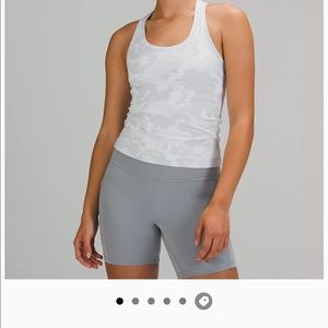 Lululemon Run Tight Cool Racerback Tank Race Length (crop) size 10 Camo White